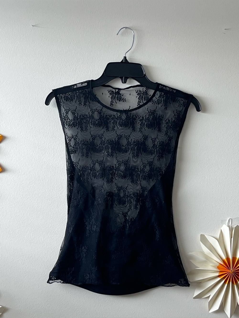 Abercrombie & Fitch Black Lace Overlay Sleeveless Top
